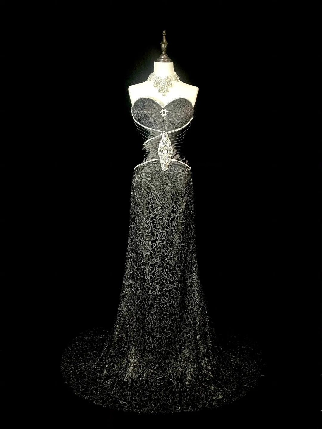 Vintage Mermaid Sweetheart Black Lace 90s With Beaded Long Prom Dresses Senior High Schools Formal Party Dress N1437