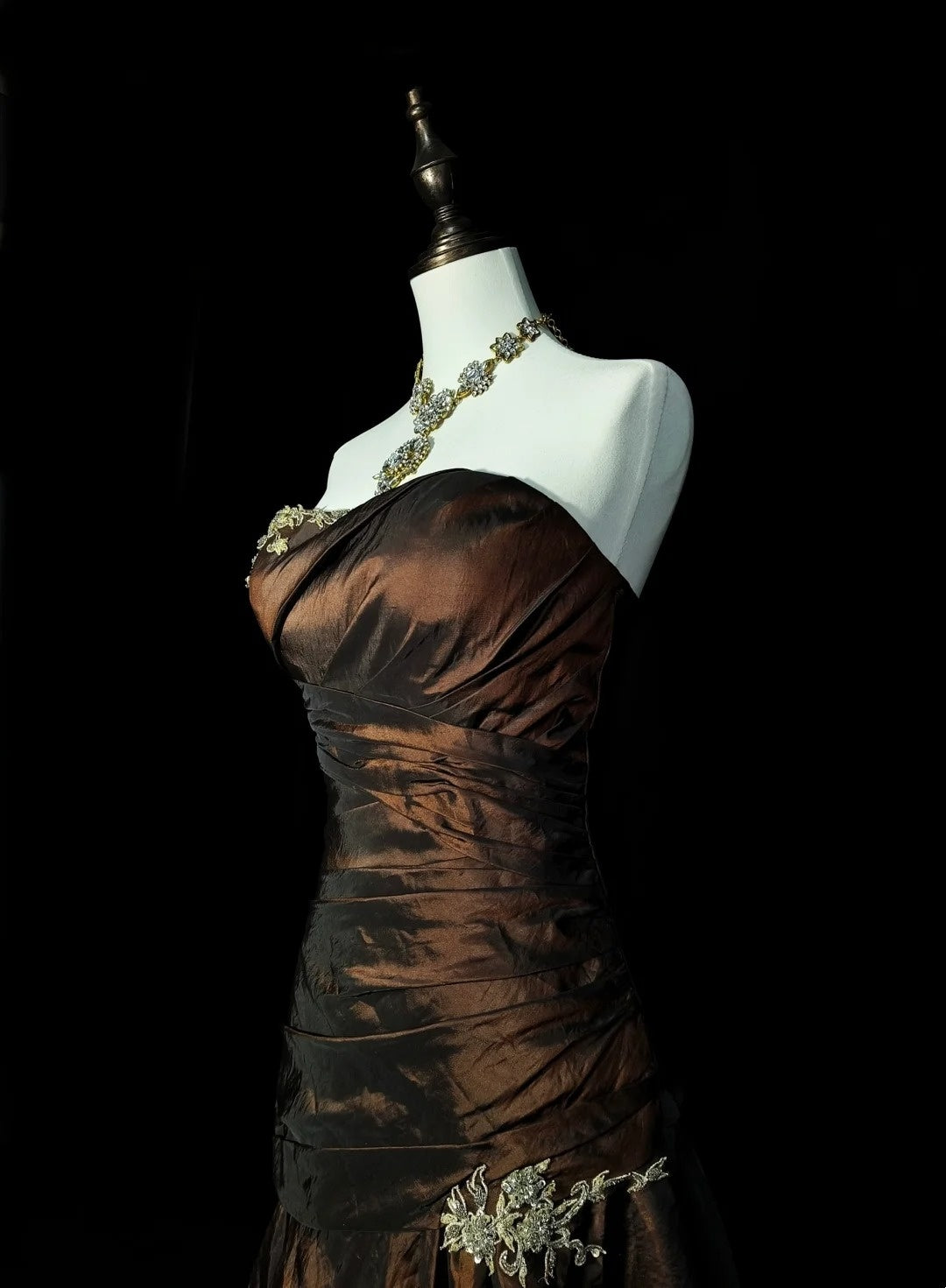Vintage Mermaid Sweetheart Sleeveless Brown 80s Sleeveless Prom Dresses Long Formal Party Gown N1430