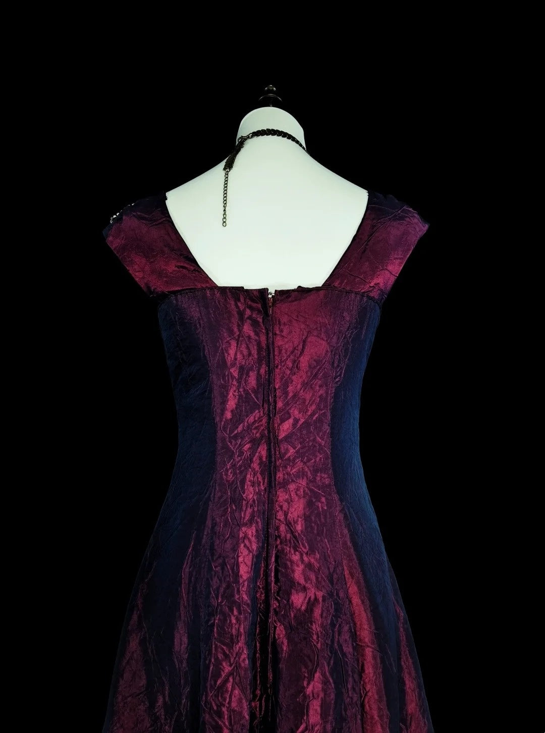 Vintage Prom Dresses A line Square Neck Purple With Beading 1970s Long Formal Gown N2700