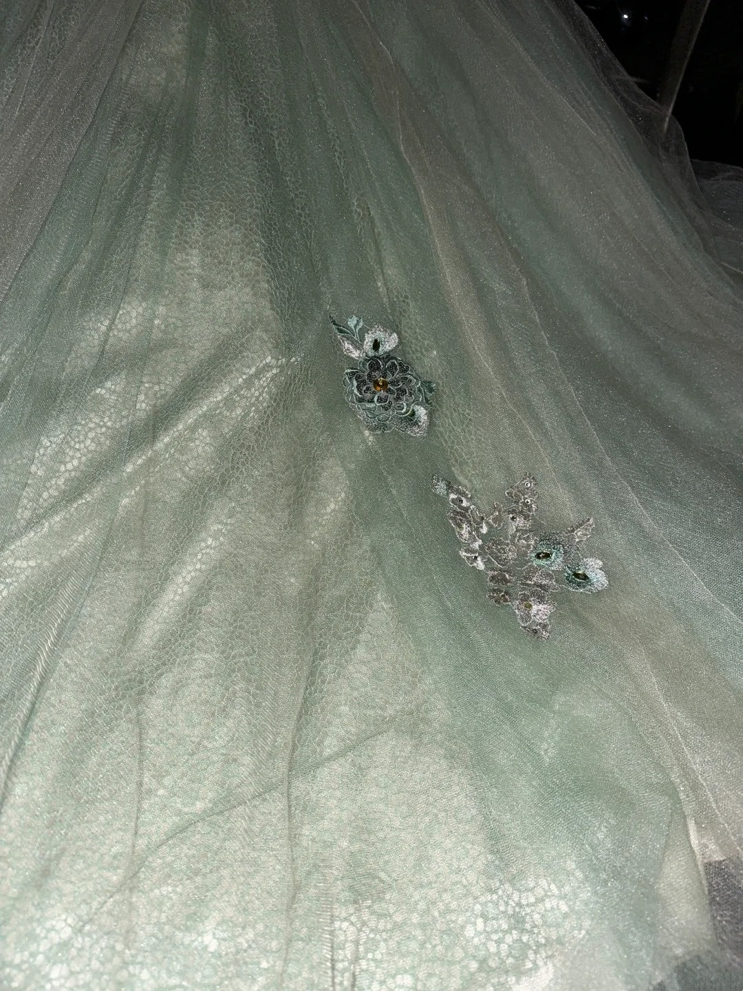 Glamorous Mermaid V Neck Mint Green Tulle School Dances With Appliqued Prom Dresses 8th Grade Formal Outfits Evening Dress RB8413