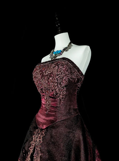 Vintage Prom Dresses Aesthetic 1950s Retro Classy Ball Gown Strapless Brown Long Inspo Formal Gowns N1994