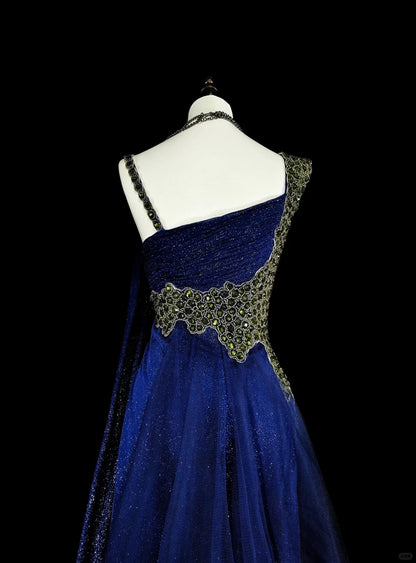 Modest Mermaid Royal Blue Sequins Women With Beadings Long Prom Gown Party Wear Dresses N1850