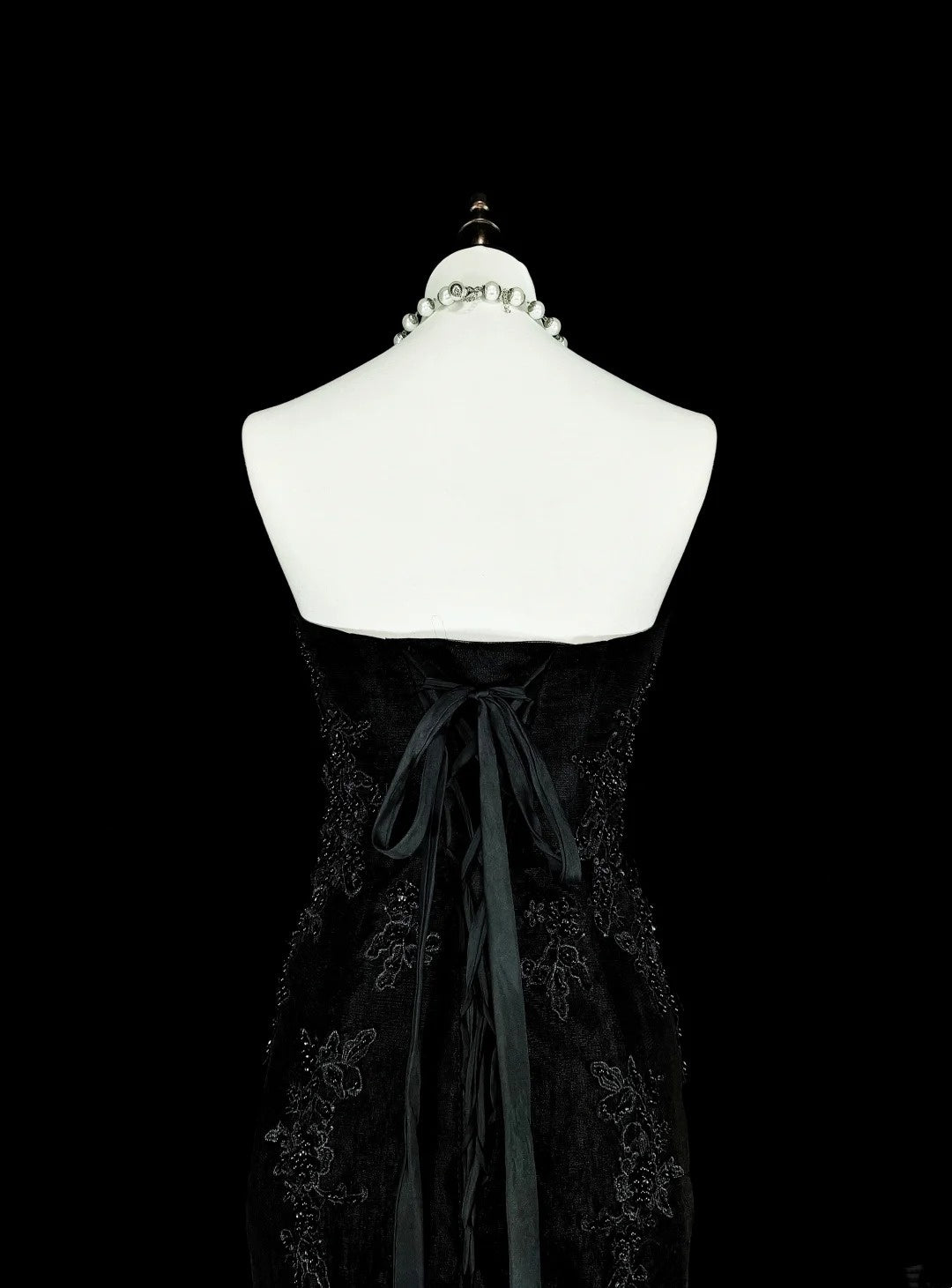 Vintage Prom Dresses Aesthetic Mermaid Sweetheart Black Tulle With Appliques Long Formal Dress N2157