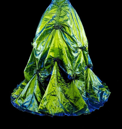 Vintage Prom Dresses Ball Gown Strapless Green Taffeta With Ruffle 1980s Long Formal Gown N2714