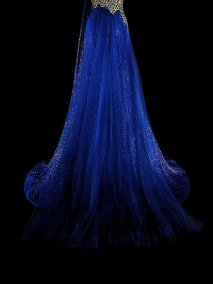 Modest Mermaid Royal Blue Sequins Women With Beadings Long Prom Gown Party Wear Dresses N1850