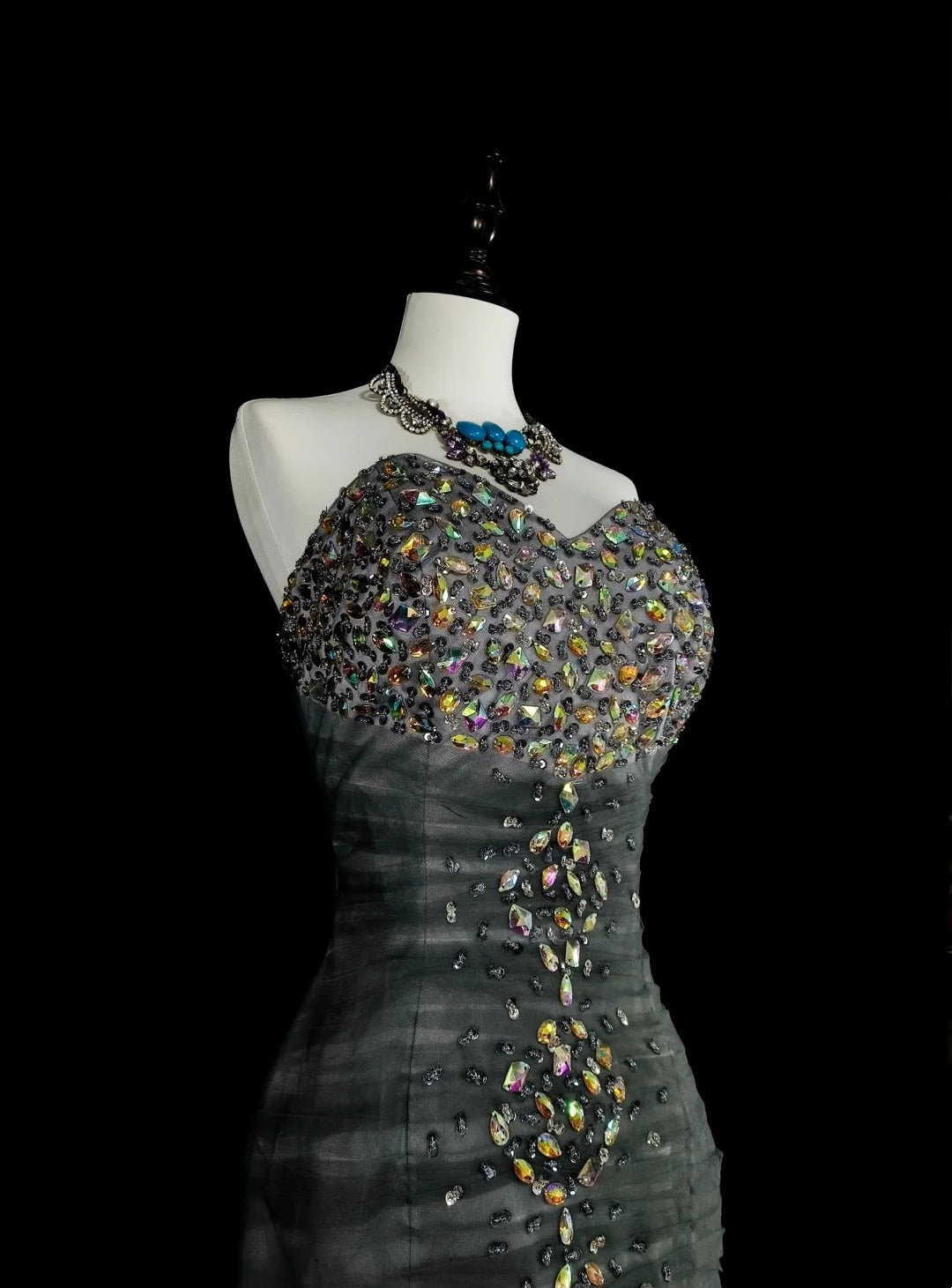 Vintage Prom Dresses Aesthetic 1950s Retro Mermaid Sweetheart Grey Long Party Dress N2022