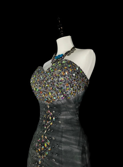 Vintage Prom Dresses Aesthetic 1950s Retro Mermaid Sweetheart Grey Long Party Dress N2022