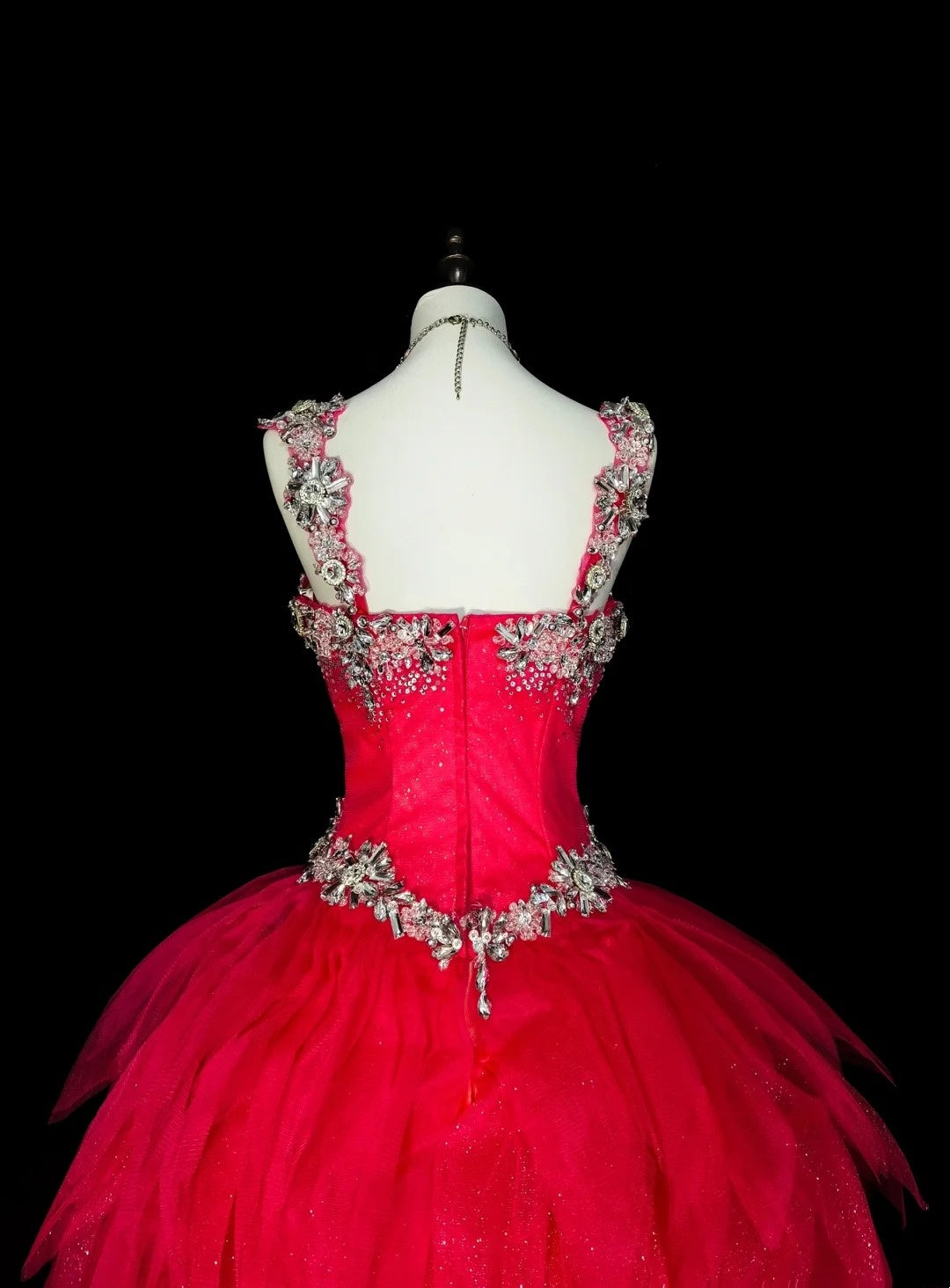 Vintage Ball Gown Square Neck Hot Pink Tulle With Layers Tiered Sweet 16 Dresses Quinceanera Dress Long 15 Vestidos De Fiesta N1436