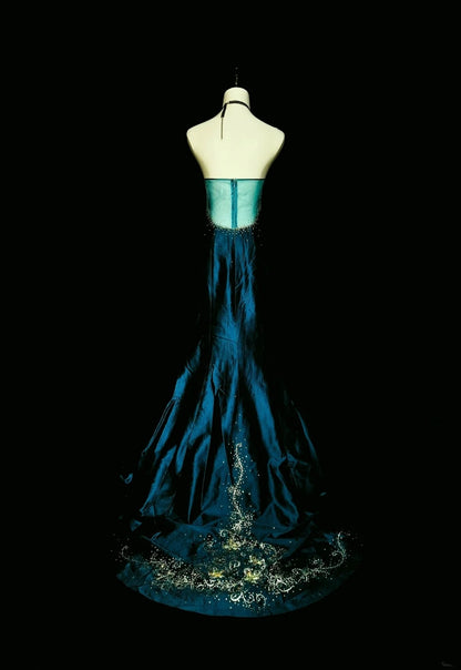 Vintage Mermaid Strapless Dark Green Satin Sleeveless 80s Sleeveless Prom Dresses Long Formal Party Gown N1438