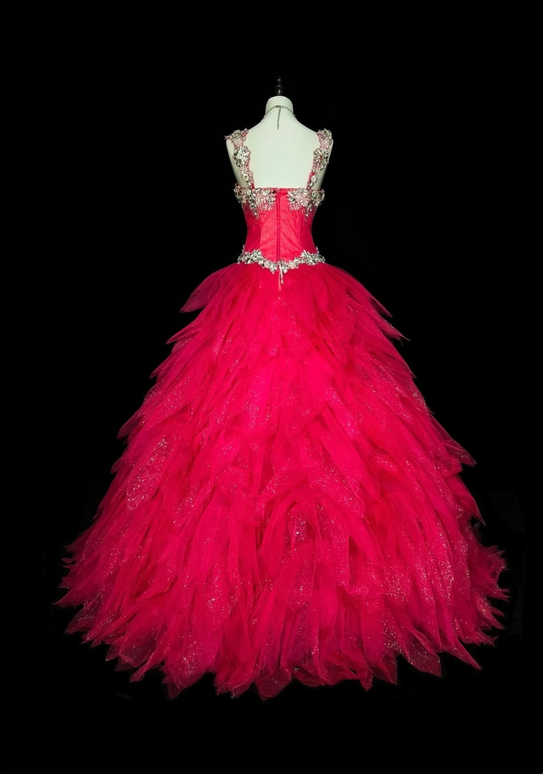 Vintage Ball Gown Square Neck Hot Pink Tulle With Layers Tiered Sweet 16 Dresses Quinceanera Dress Long 15 Vestidos De Fiesta N1436