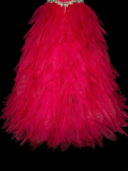 Vintage Ball Gown Square Neck Hot Pink Tulle With Layers Tiered Sweet 16 Dresses Quinceanera Dress Long 15 Vestidos De Fiesta N1436