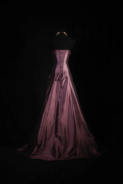 Sweetheart Satin A Line Prom Dresses Beaded Formal Evening Dress Formal Dress N777