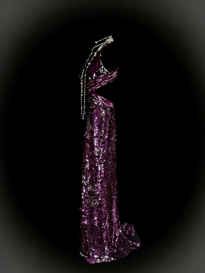 Vintage Prom Dresses Aesthetic 1960s Retro Grape Sequins Backless Mermaid Long Party Dress N2136