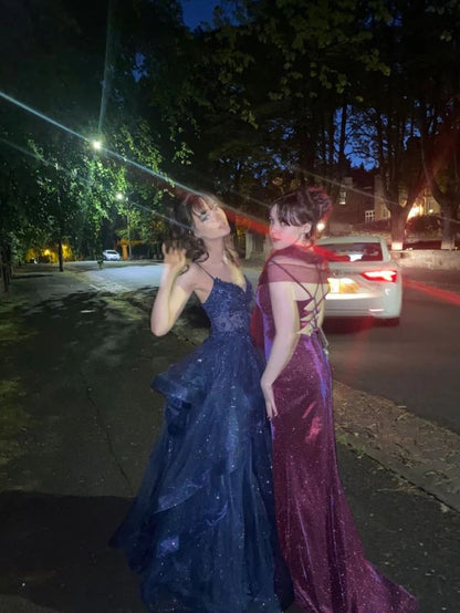 Modest long A line sweetheart dark burgundy sequins prom dress Formal Party Gown AB478