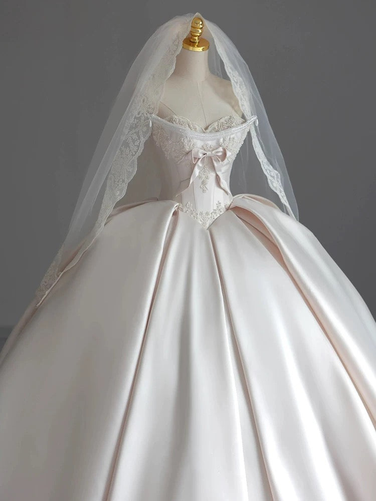 Fancy Ball Gown Sweetheart Sleeveless Satin Fitted Corset Long Wedding Dress Bride Gowns Wedding Dresses RB2092