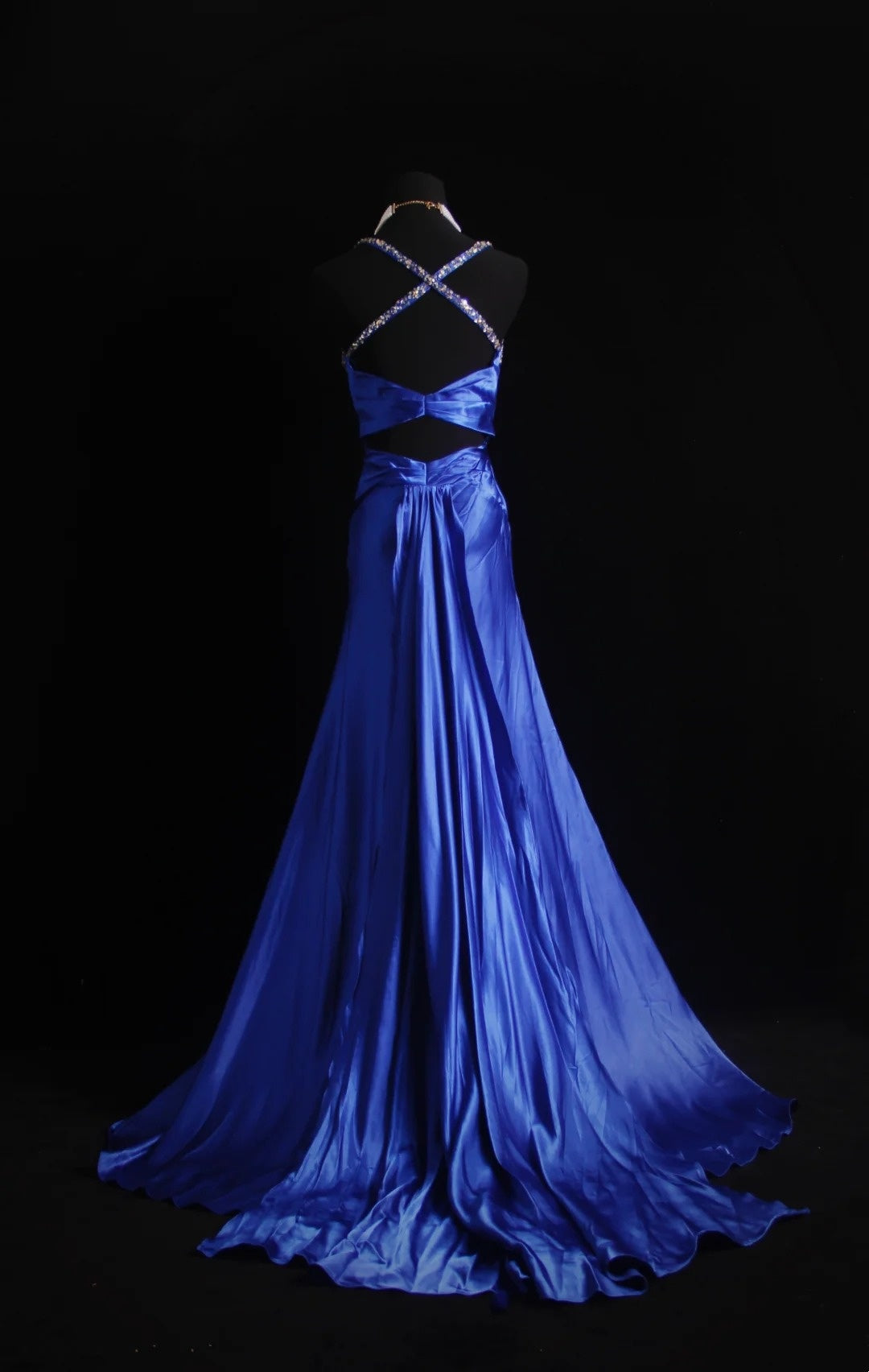 Retro Mermaid Spaghetti Straps Royal Blue Satin 2000s Long Prom Dresses Inspo 18th Birthday Outfits Formal Dress N497