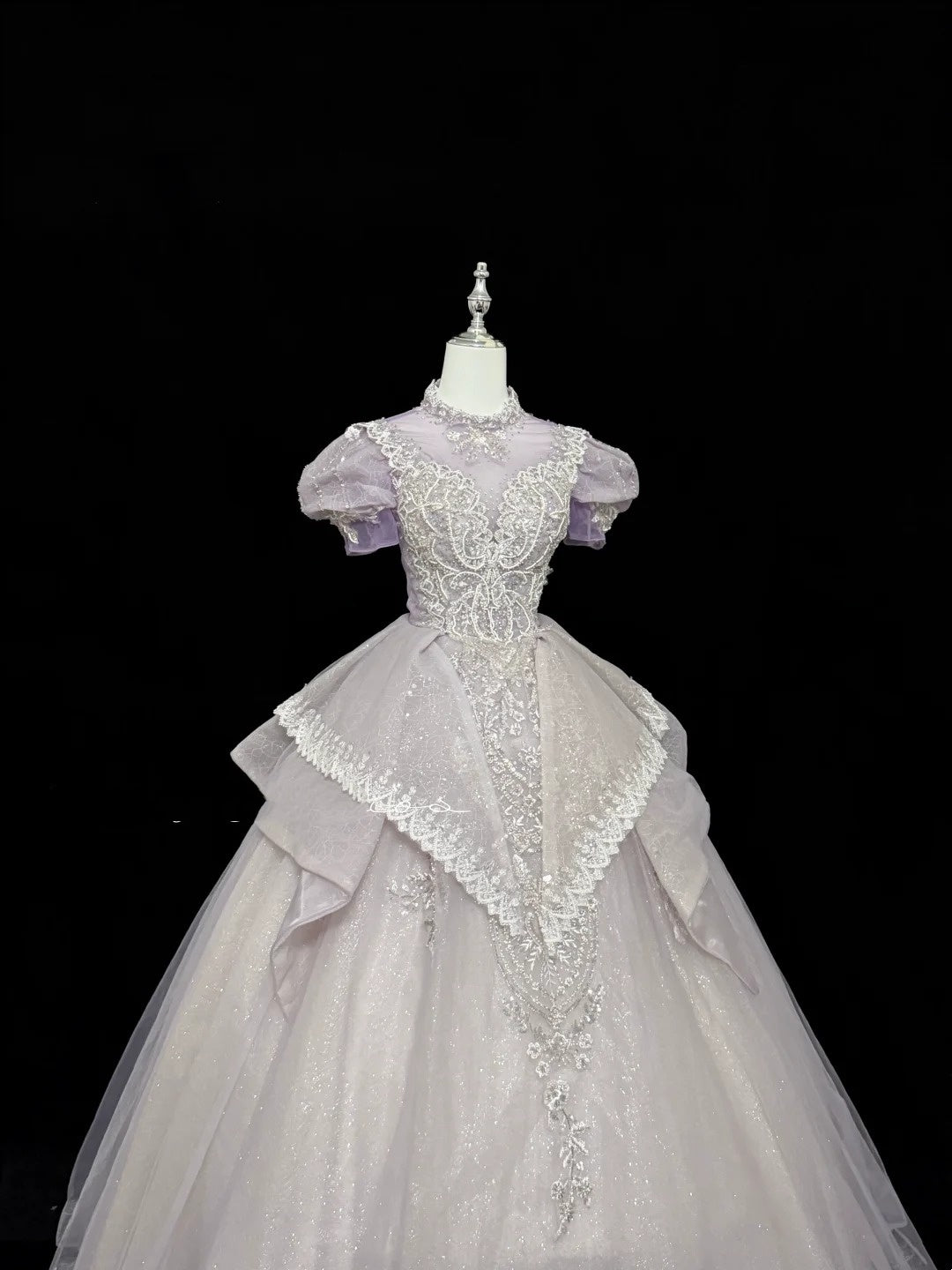 Sweet 16 Dresses Long Ball Gown High Neck Lilac With Sequin Lace Sweet Sixteen Birthday Gown RC0294