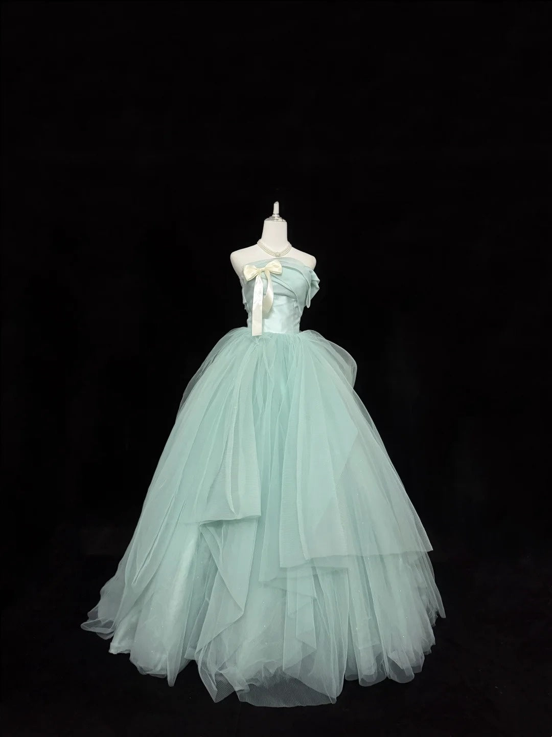 Sweet 16 Dresses Long Ball Gown Sweet Sixteen Long Birthday Dress Strapless Mint Green Tulle Formal Gown RC0306