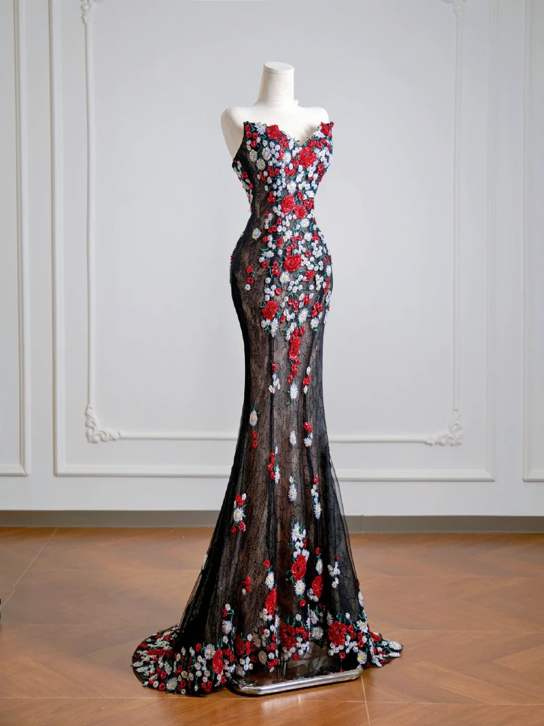 Modest Mermaid Sweetheart Black Tulle With Appliques Long Prom Dresses Impress 18th Birthday Outfits Party Gown N344