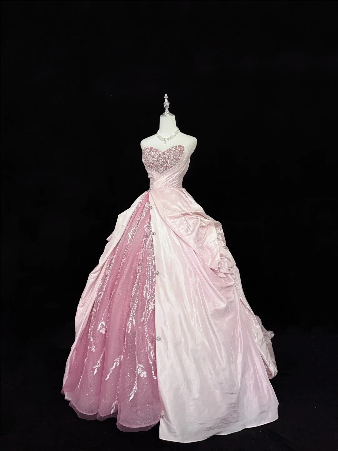 Sweet 16 Dresses Long Ball Gown Sweet Sixteen Long Birthday Dress Sweetheart Pink Tulle Formal Gown RC0288