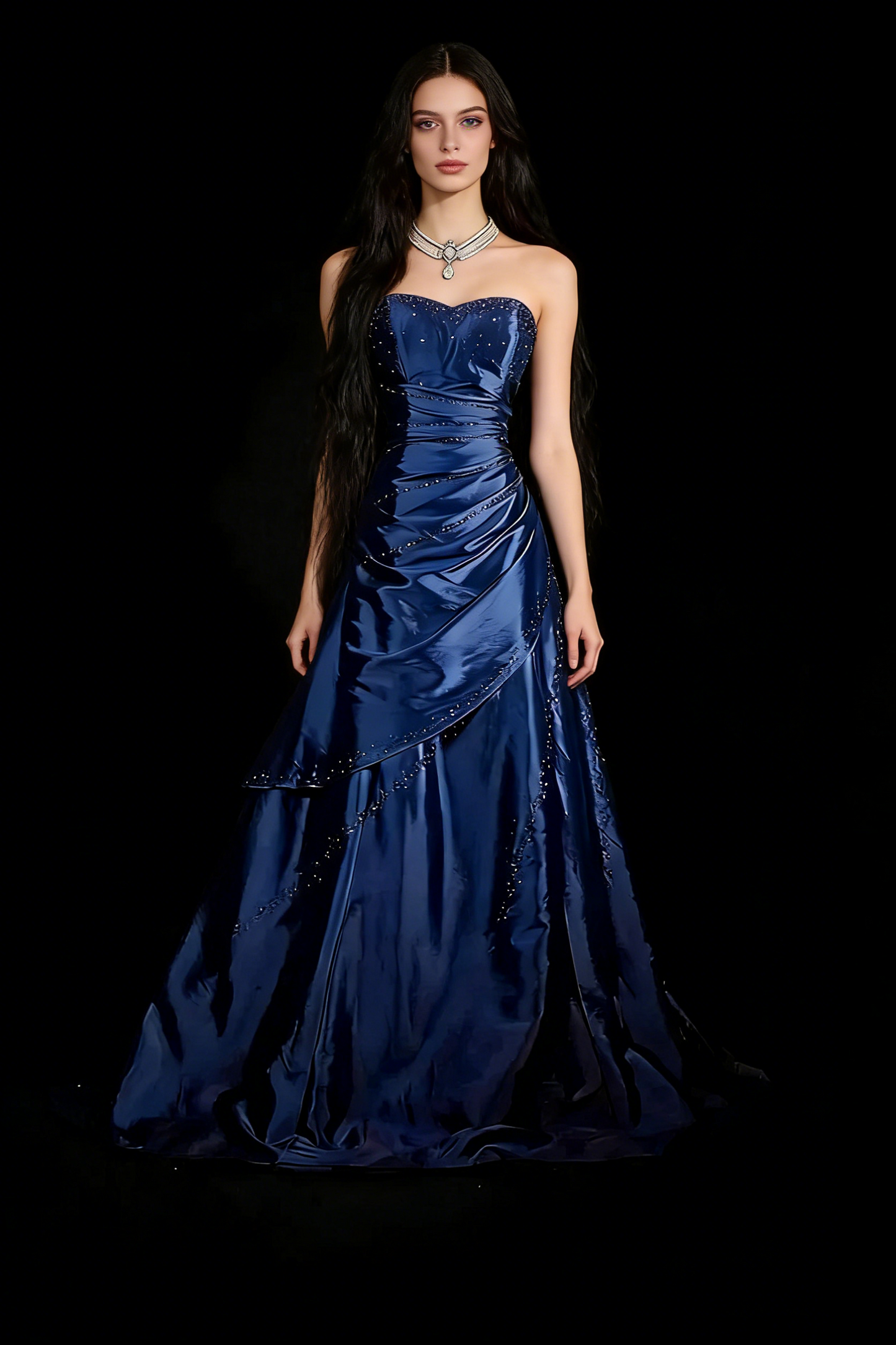 Sweetheart Satin Ball Gown Prom Dresses Beaded Formal Evening Dress Formal Dress NN777