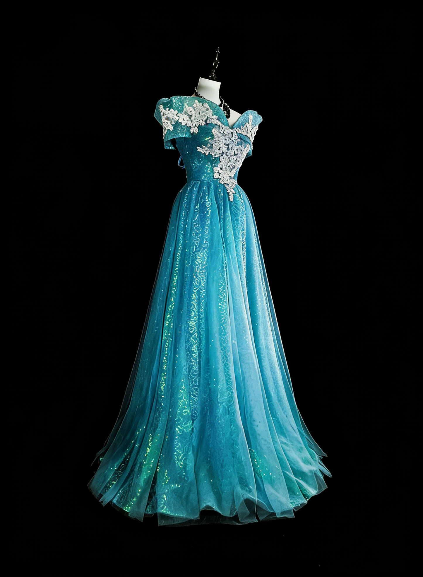 Dreamy Prom Dresses Aesthetic 80s Retro Off The Shoulder Light Blue Tulle Lace Long Formal Outfits N2364