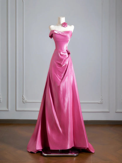 Timeless A line Strapless With Ruched Pink Long Prom Dresses Inspiration Party Dress Prom Gowns N305
