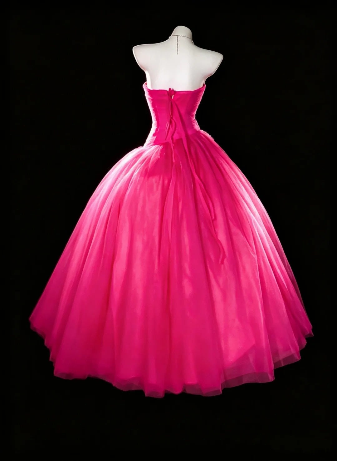 Sweet Ball Gown Sweetheart Hot Pink Tulle Quince Dress Long Sweet 15 16 Quinceanera Dresses Vestido de princesa RB4470