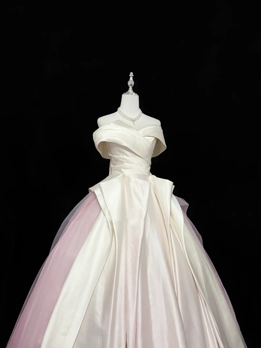 Sweet 16 Dresses Long Ball Gown Off Shoulder With Sleeves Pink Tulle Sweet Sixteen Birthday Gown RC0339