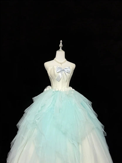 Sweet 16 Dresses Long Ball Gown Sweet Sixteen Long Birthday Dress Sweetheart Blue Tulle Formal Gown RC0304