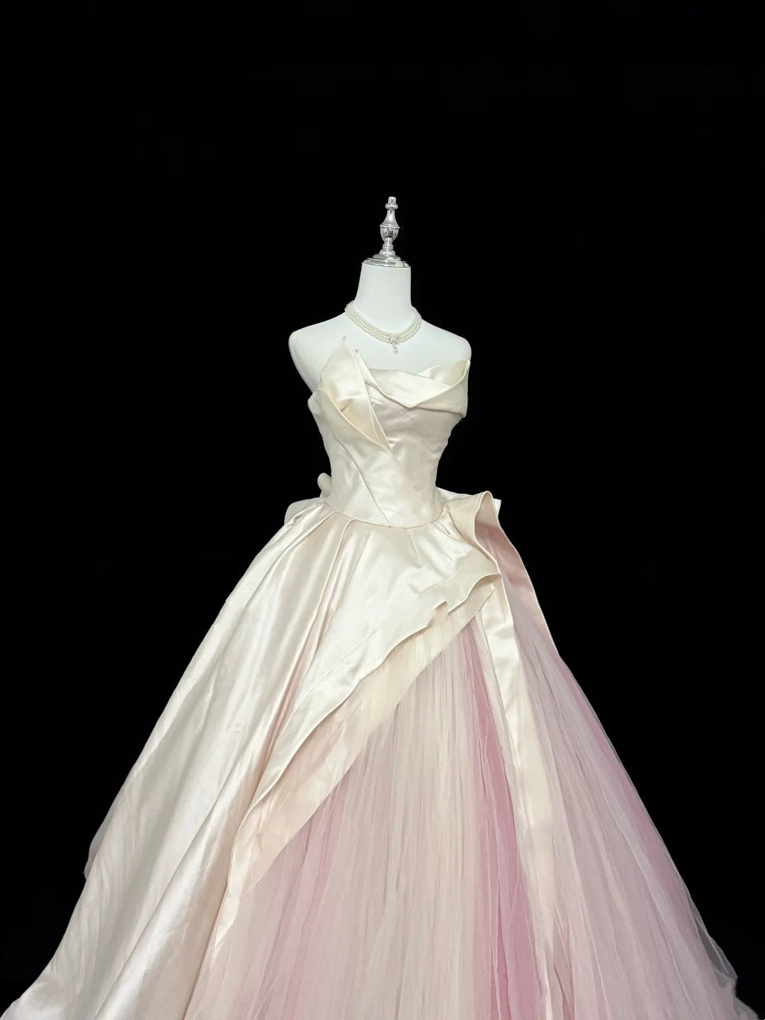 Cute Sweet 16 Dresses Long Ball Gown Strapless Pink Satin Tulle Formal Sweet Sixteen Birthday Gown RC0260
