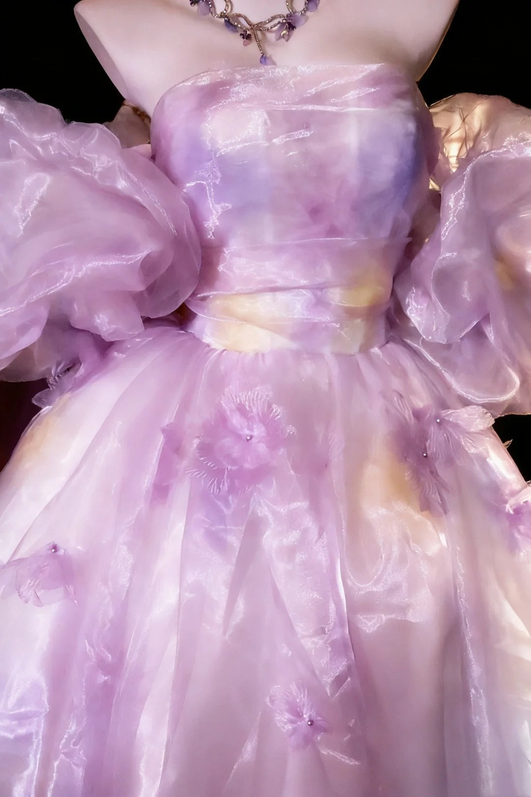 Fairy Ball Gown Off The Shoulder Lilac Floral Organza Quince Dresses Quinceanera Dress N2960