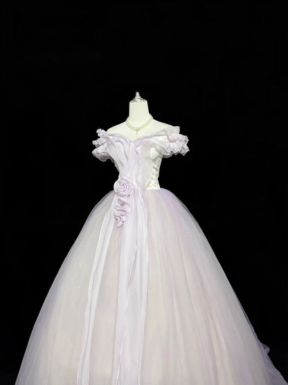 Sweet 15 Quinceanera Dress Ball Gown Off Shoulder Lilac With Sleeves Long 15th Birthday Gown RC0313