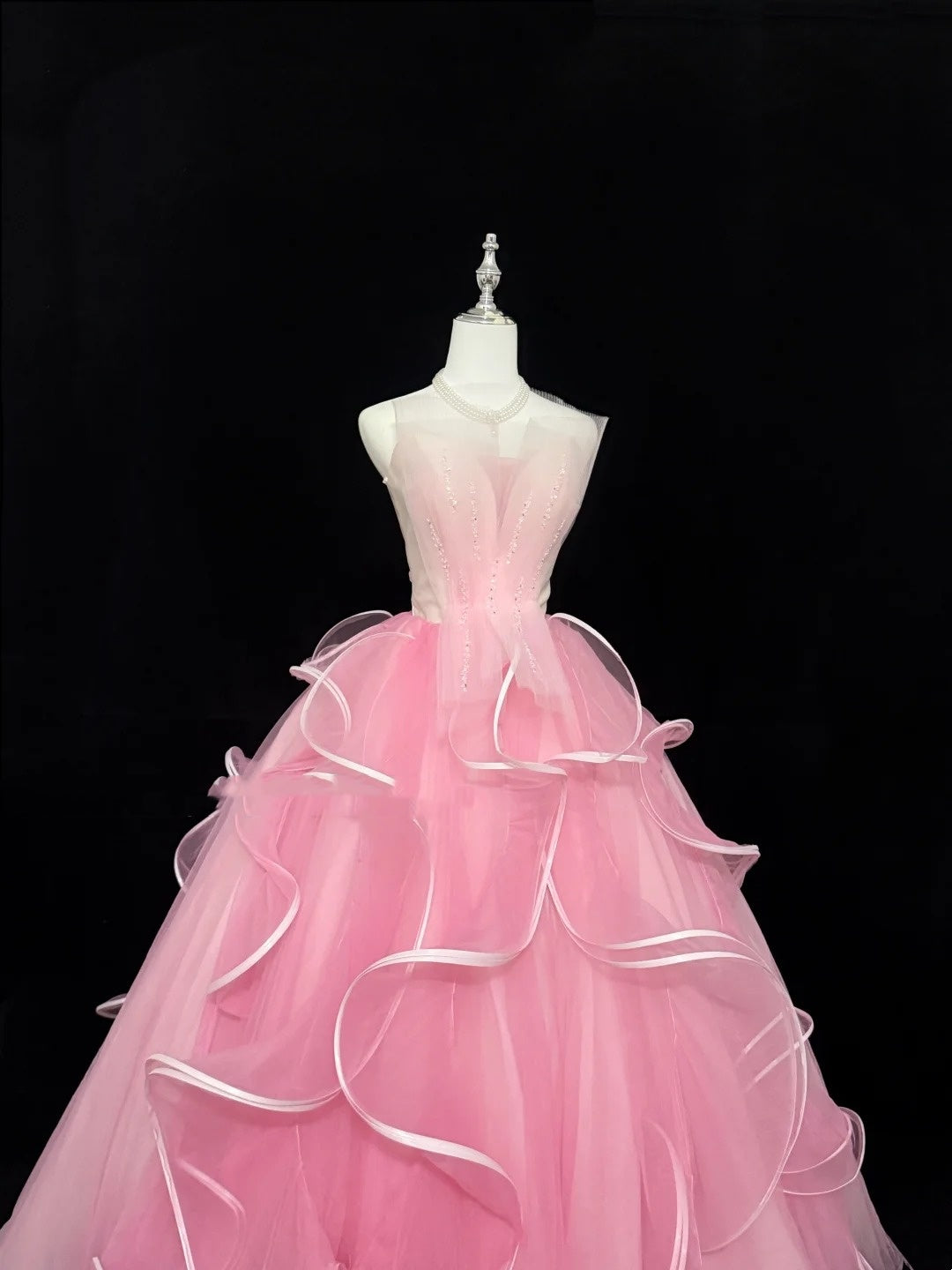Pink Sweet 16 Dresses Long Ball Gown Sweetheart With Ruffled Sweet Sixteen Birthday Gown RC0224