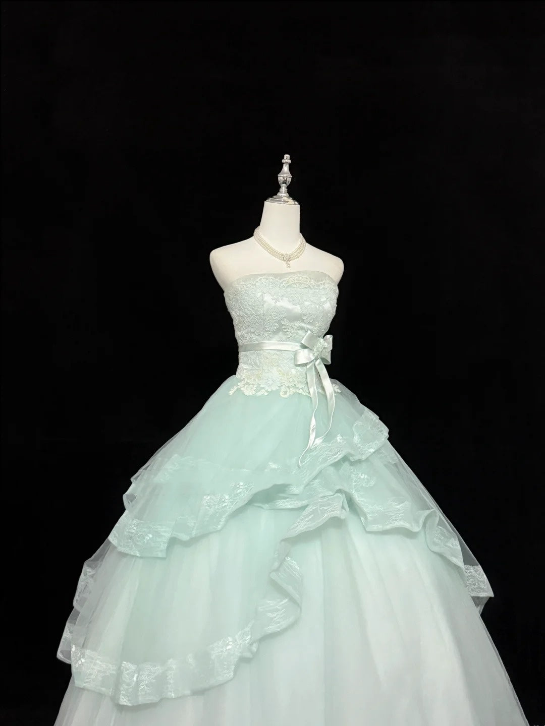 Sweet 16 Dresses Long Ball Gown Sweet Sixteen Long Birthday Dress Lace Strapless Mint Green Formal Gown RC0348