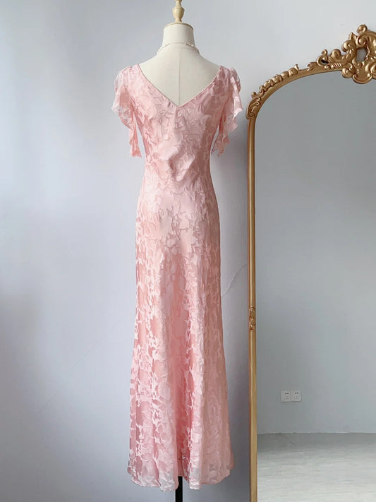 Vintage Prom Dresses Mermaid Pink Lace 80s Sleeveless Long Evening Formal Dress RB3245