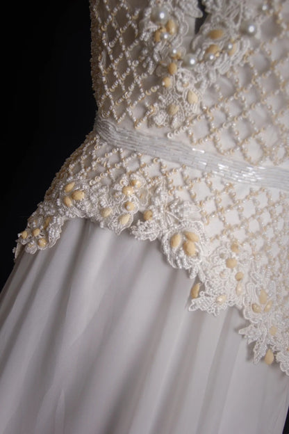 Retro A Line Scoop White Chiffon Long Prom Dresses Inspo 18th Birthday Outfits Formal Dress N488