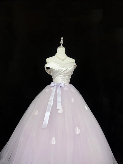 Sweet 15 Quinceanera Dress Ball Gown Off Shoulder Lilac With Sleeves Long 15th Birthday Gown RC0308