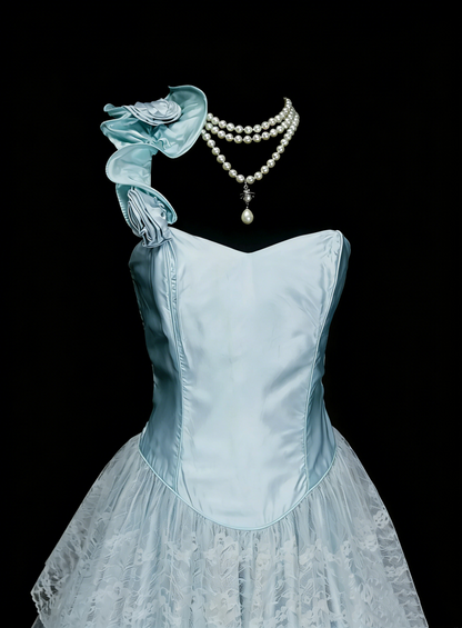 Unique Ball Gown One Shoulder Light Sky Blue Tulle Inspo 2000s Hoco Gowns Inspo Homecoming Dresses N1441
