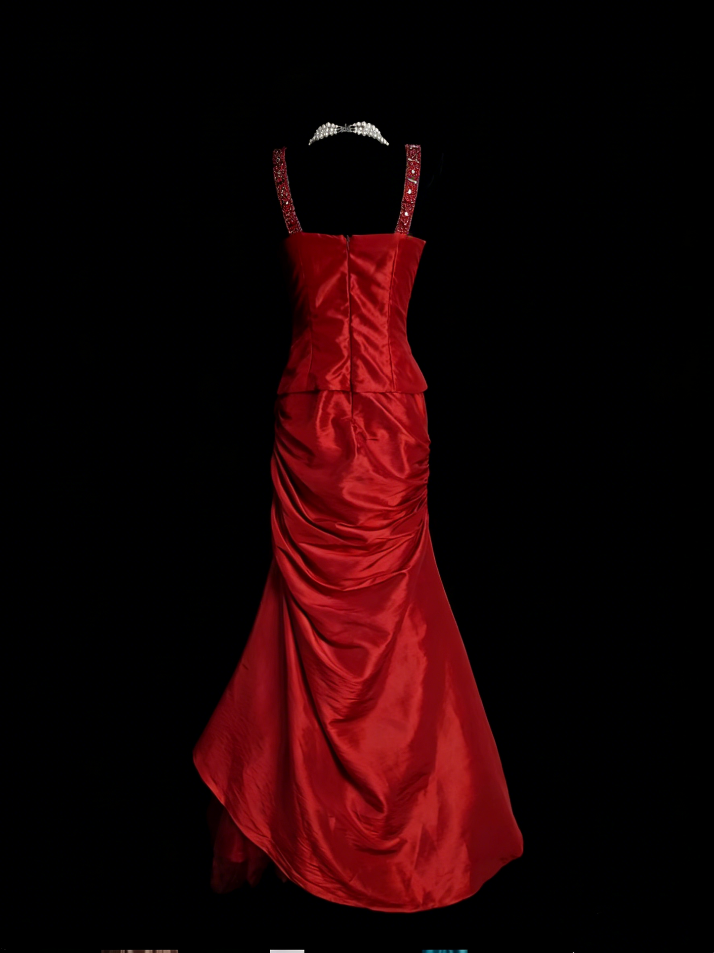 Classy Mermaid Sweetheart Red Satin Long Senior Prom dresses High School Formal Dresses N1250