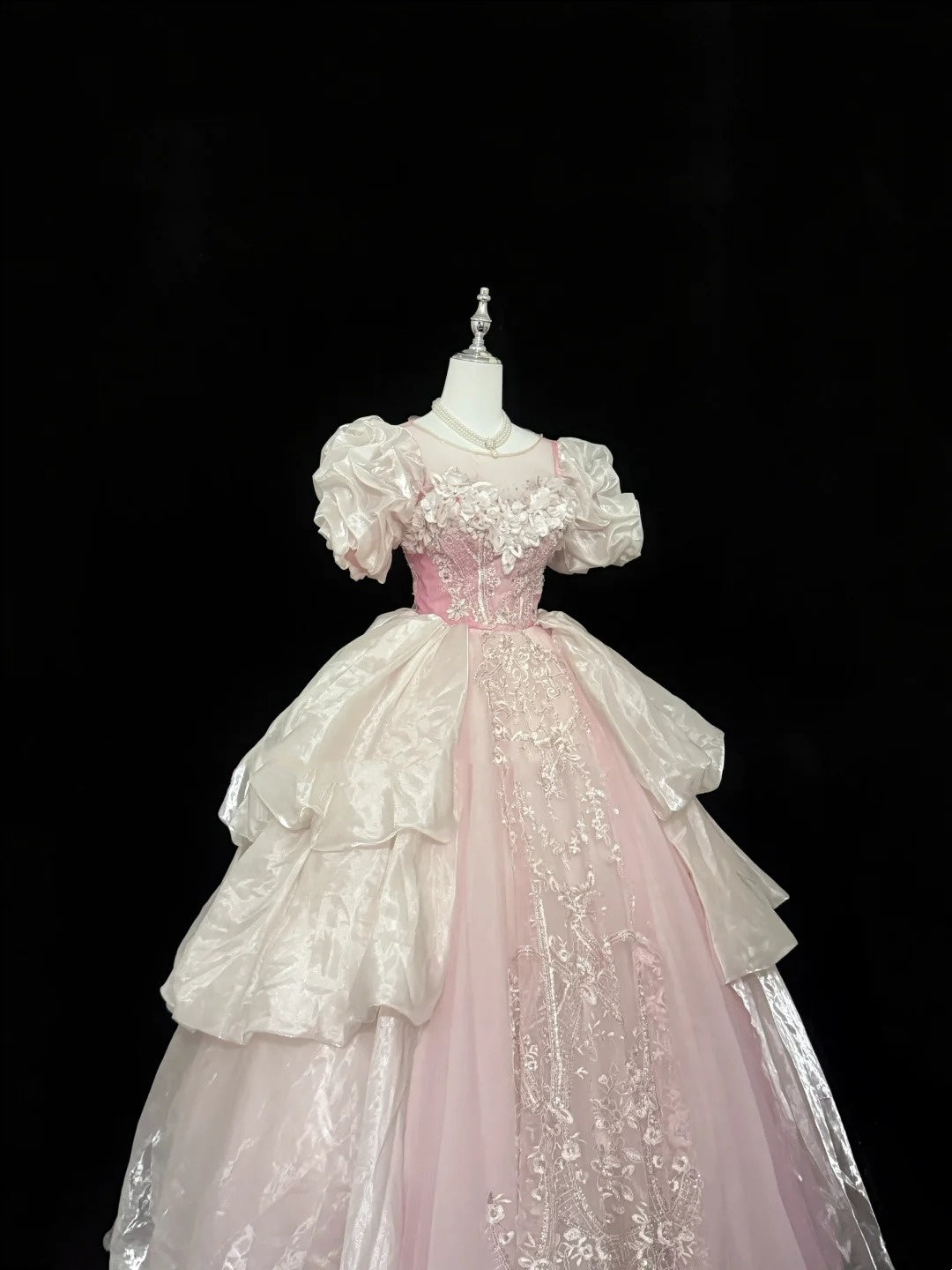 Sweet 16 Dresses Long Ball Gown Scoop Neck Pink With Sequin Lace Sweet Sixteen Birthday Gown RC0298