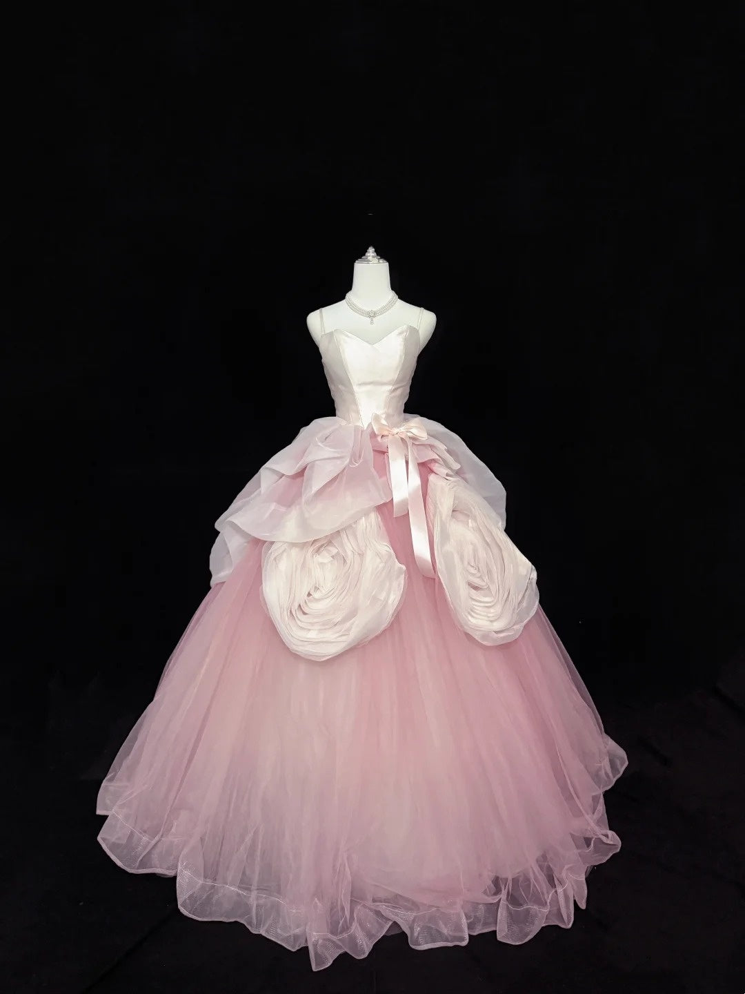 Elegant Quinceanera Dress Floor Length Spaghetti Straps Pink Sweet 15 Celebration Formal Gown RC0145
