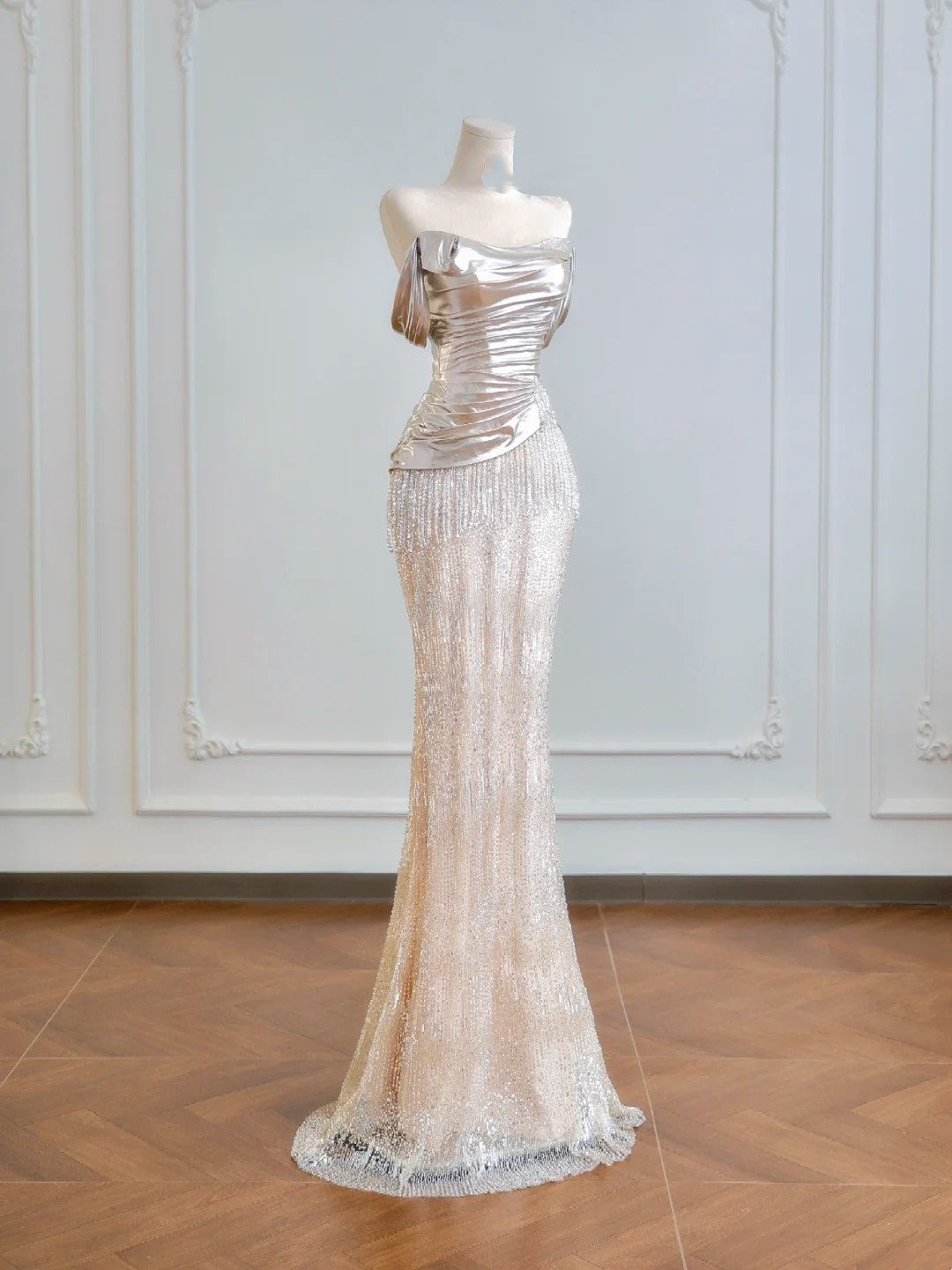 Sparkling Mermaid Off The Shoulder Champagne Sequin Long Prom Dresses Impress 18th Birthday Outfits Party Gown N389