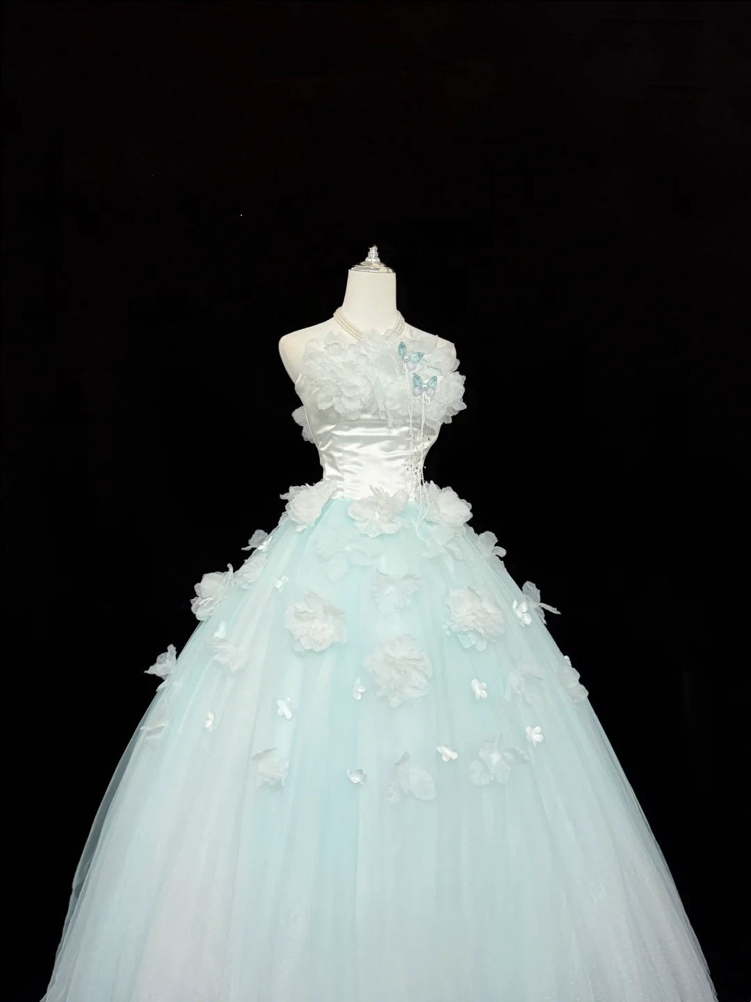 Sweet 16 Dresses Long Ball Gown Sweet Sixteen Long Birthday Dress Strapless Blue Formal Gown RC0317