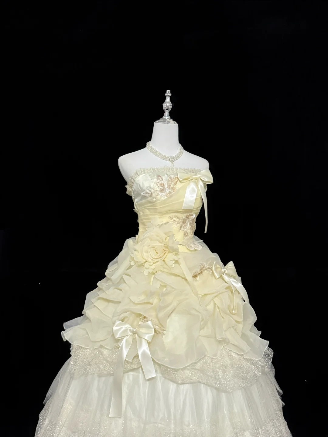 Sweet 16 Dresses Long Ball Gown Strapless Yellow With Lace Sweet Sixteen Birthday Gown RC0303