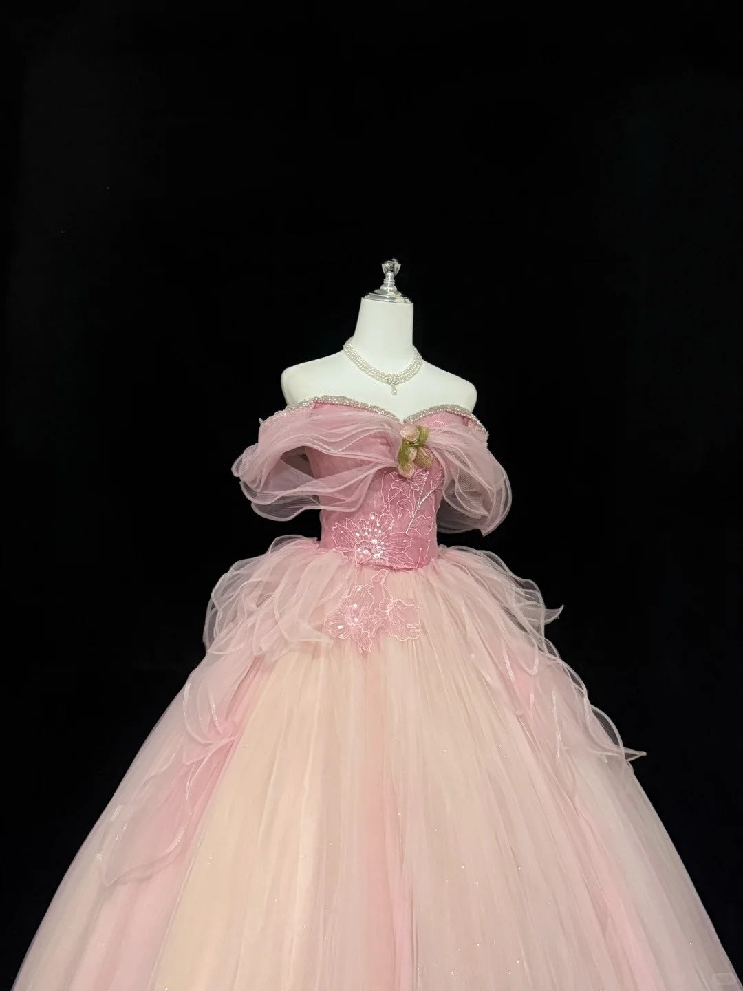 Sweet 15 Quinceanera Dress Ball Gown Off Shoulder Blush Pink With Sleeves Long 15th Birthday Gown RC0323