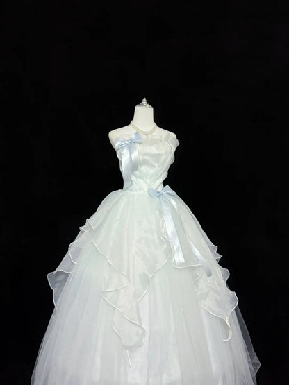Cute Sweet 16 Dresses Long Ball Gown Strapless Tulle Formal Sweet Sixteen Birthday Gown RC0245