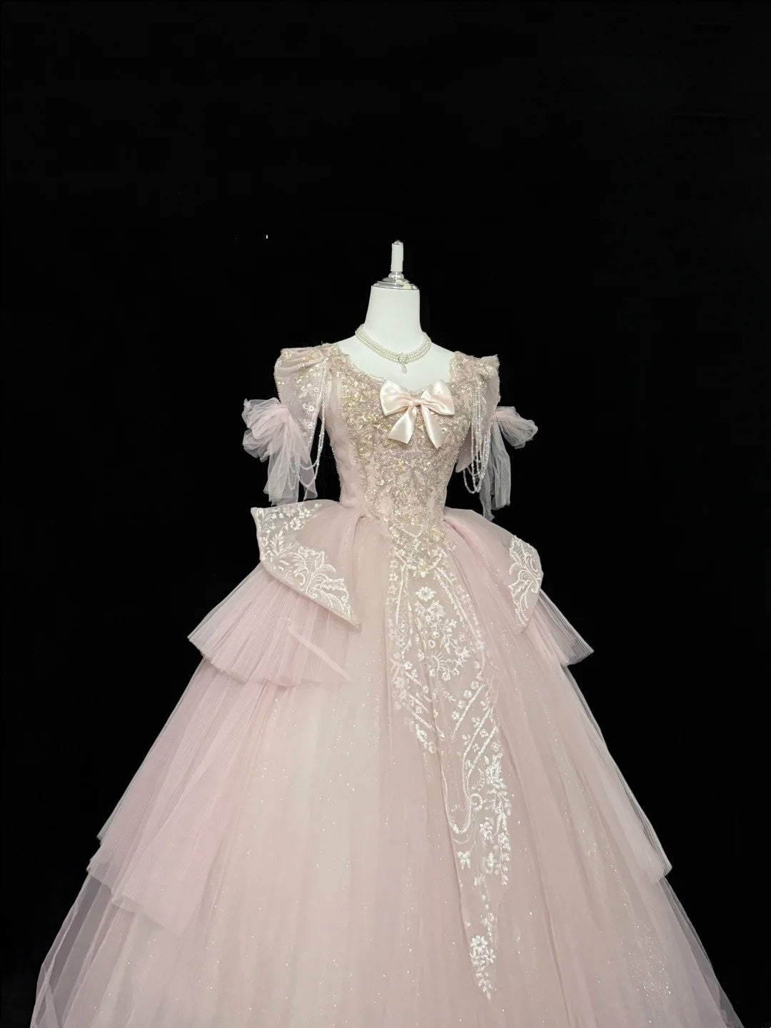 Sweet 16 Dresses Long Ball Gown Squaure Neck Pink With Lace Appliques Sweet Sixteen Birthday Gown RC0325