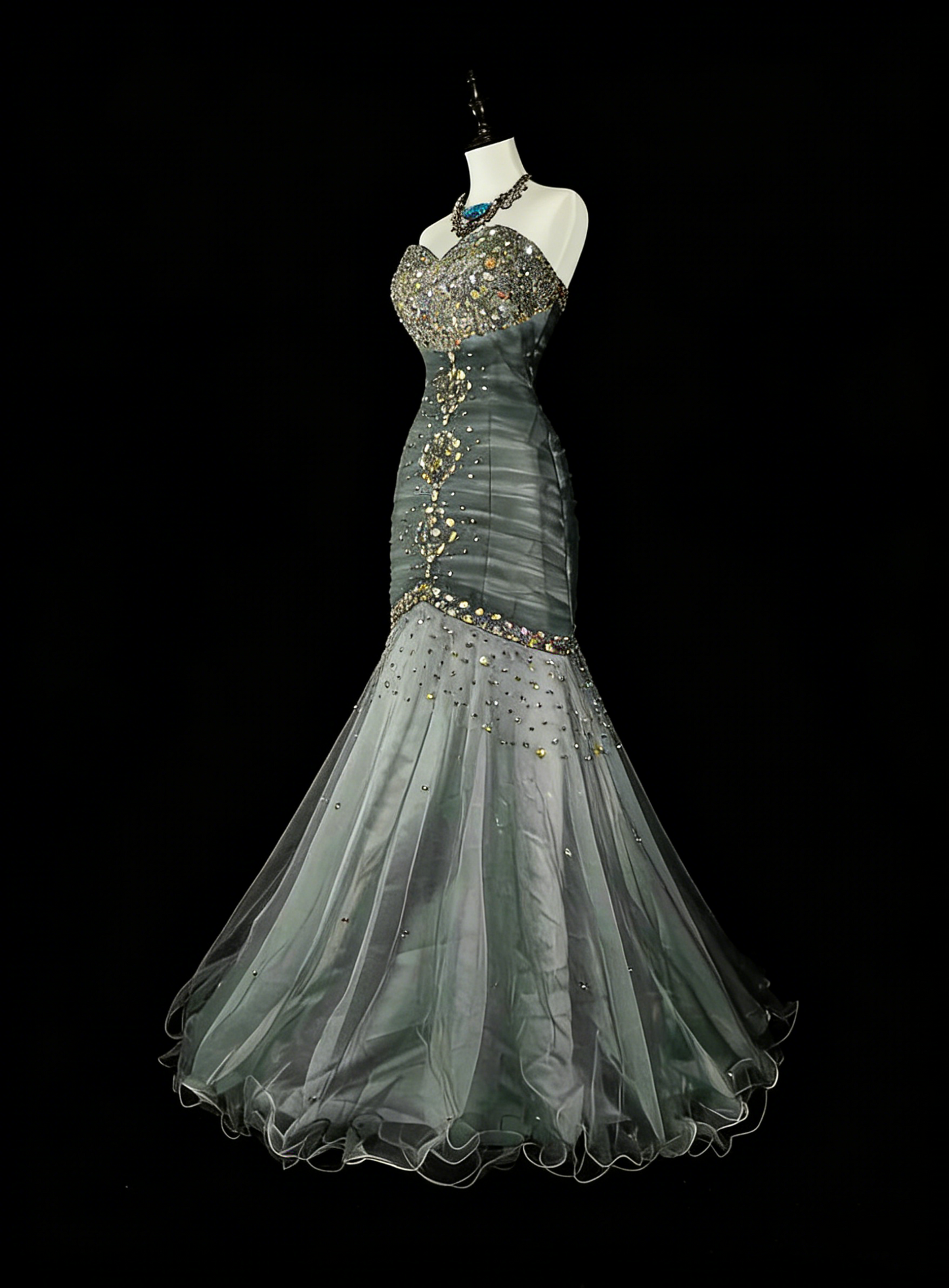 Vintage Prom Dresses Aesthetic 1950s Retro Mermaid Sweetheart Grey Long Party Dress N2022
