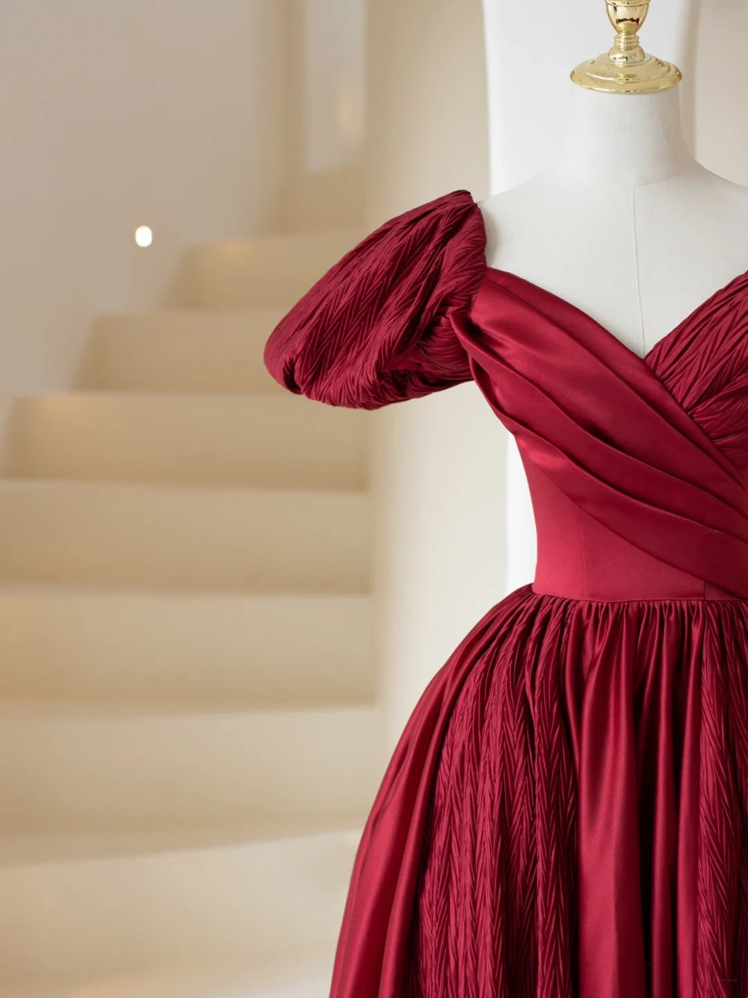 Stylish A line V Neck Burgundy With Sleeves Long Prom Dresses Inspiration Evening Gowns Formal Party Prom Dress N197